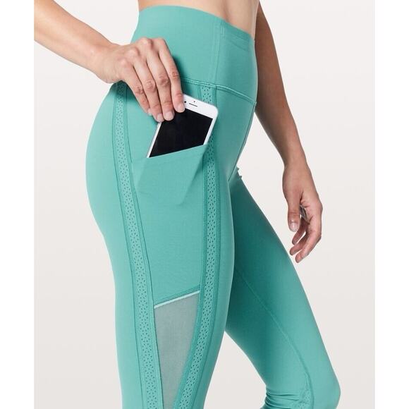 Lululemon Chase The Pace Aqua 7/8 Running Leggings Size 4 B2364 - Picture 2 of 10